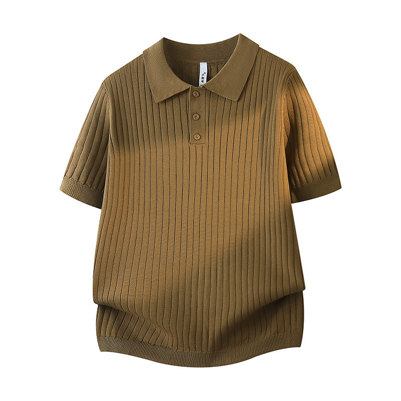 Ladies Fashion Short Sleeve Polo Shirt with Ribbed Texture Mune Fashion