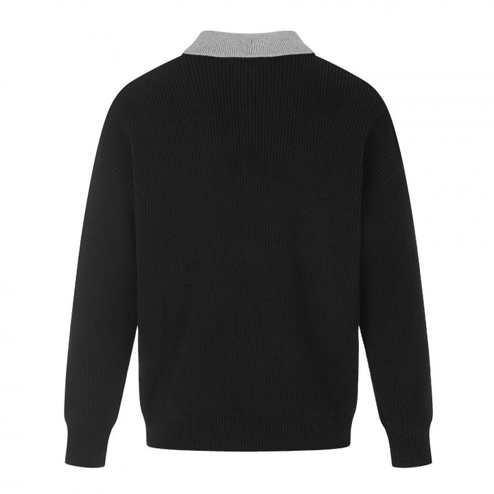 Men's fine knit polo with Henley placket and contrasting polo collar Mune Fashion