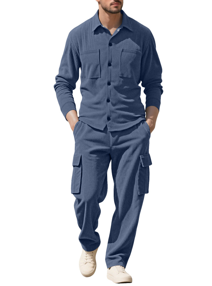 Men's ribbed worker shirt with chest pockets and relaxed cargo pants Mune Fashion