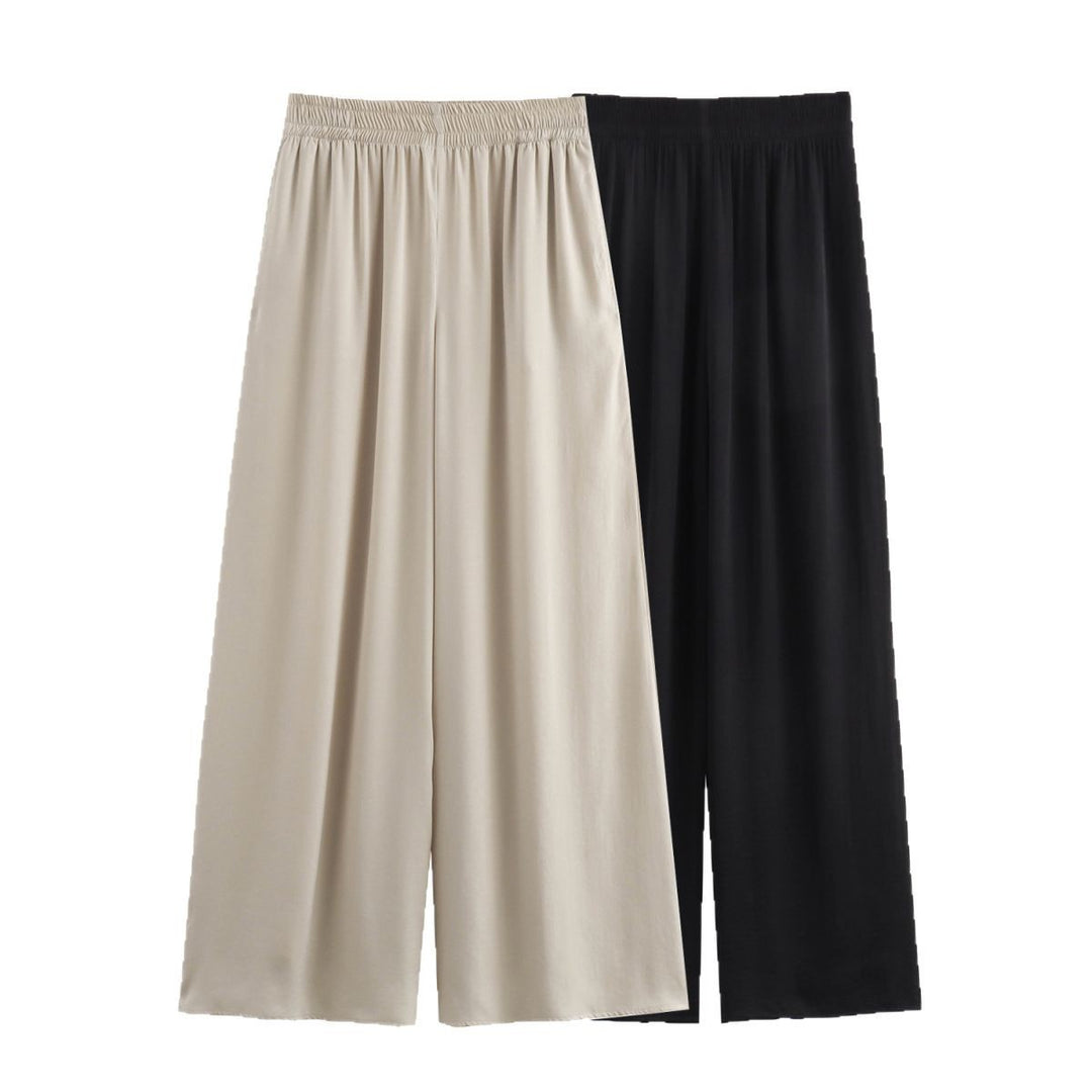 Ladies Soft Jersey Palazzo Pants with Elastic Waistband and Wide Leg Mune Fashion
