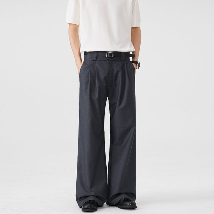 Men's wide pleated pants with high waistband and stretch cotton blend Mune Fashion