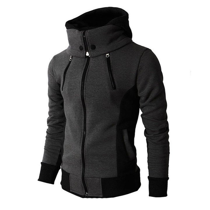Men's tailored hooded jacket with high stand-up collar, double zipper and contrasting side inserts Mune Fashion