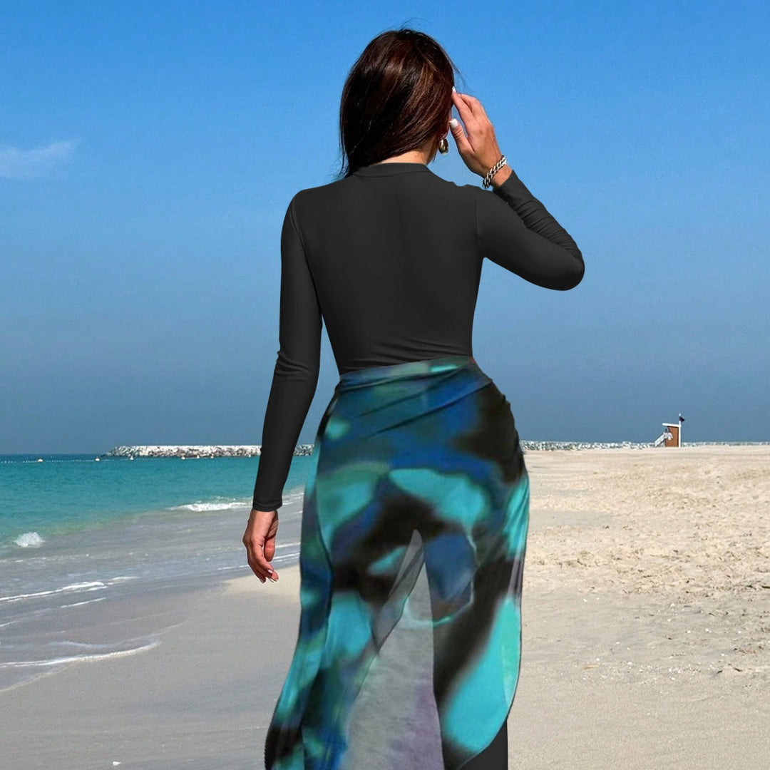 Ladies sporty long sleeve surf suit with sophisticated wrap details Mune Fashion