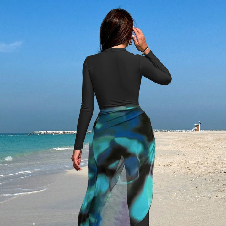 Ladies sporty long sleeve surf suit with sophisticated wrap details Mune Fashion