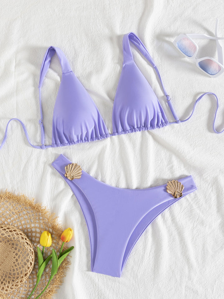 Women Triangle Bikini with Shell Applications Mune Fashion