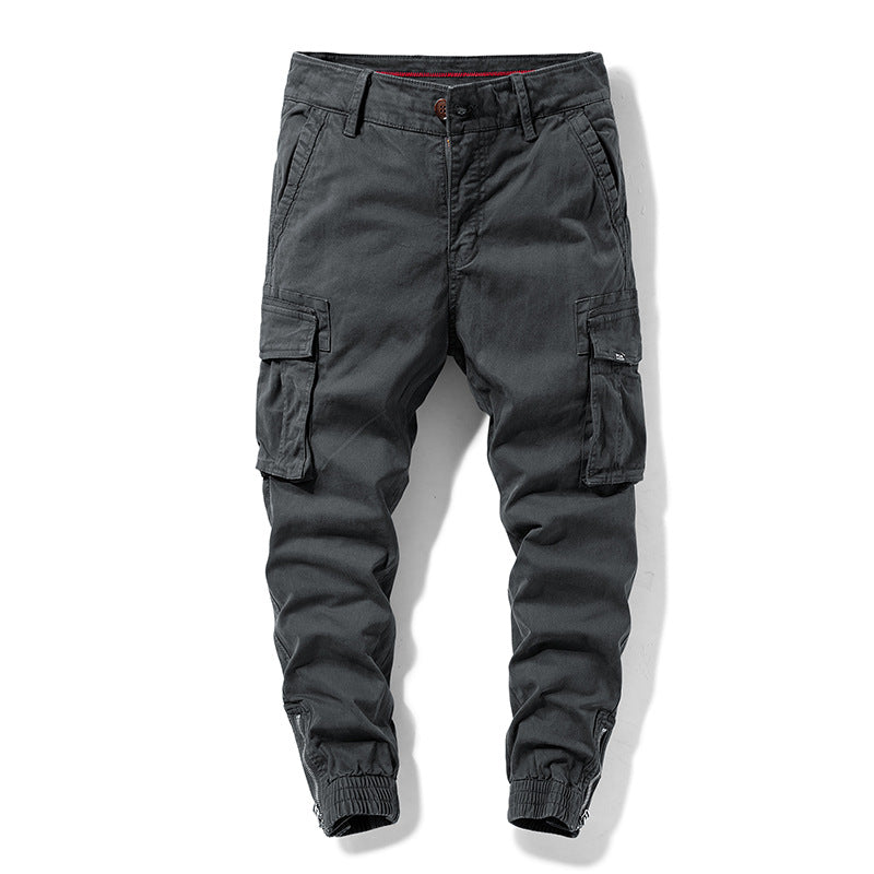 Herren Cargo-Jogginghose mit elastischem Saum, verstärkten Klappentaschen und Canvas‑Optik Mune Fashion
