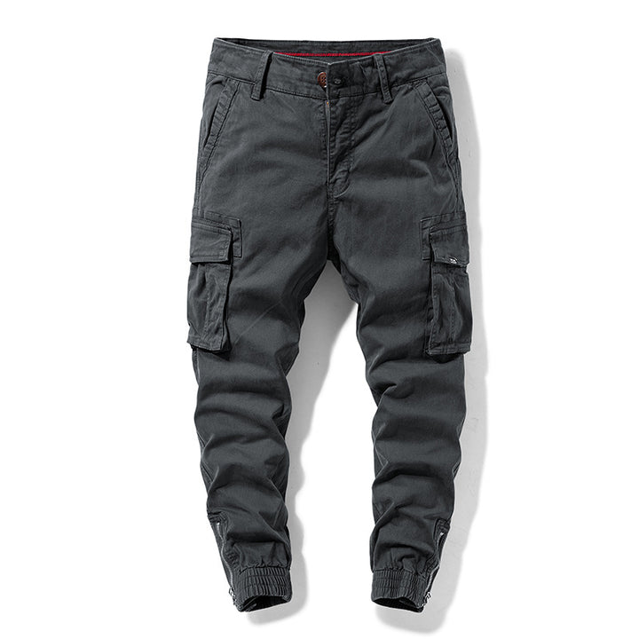 Herren Cargo-Jogginghose mit elastischem Saum, verstärkten Klappentaschen und Canvas‑Optik Mune Fashion