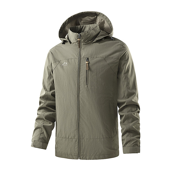 Men's Ultralight Outdoor Hooded Jacket with Mesh Lining, Chest Zipper and Adjustable Cuffs Mune Fashion