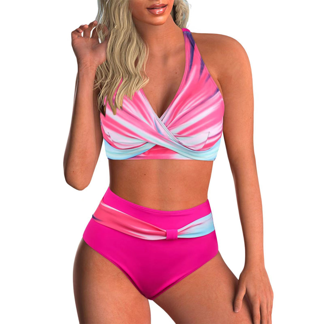 Women's High-Waisted Bikini Set with Fashionable Wrap Design Mune Fashion