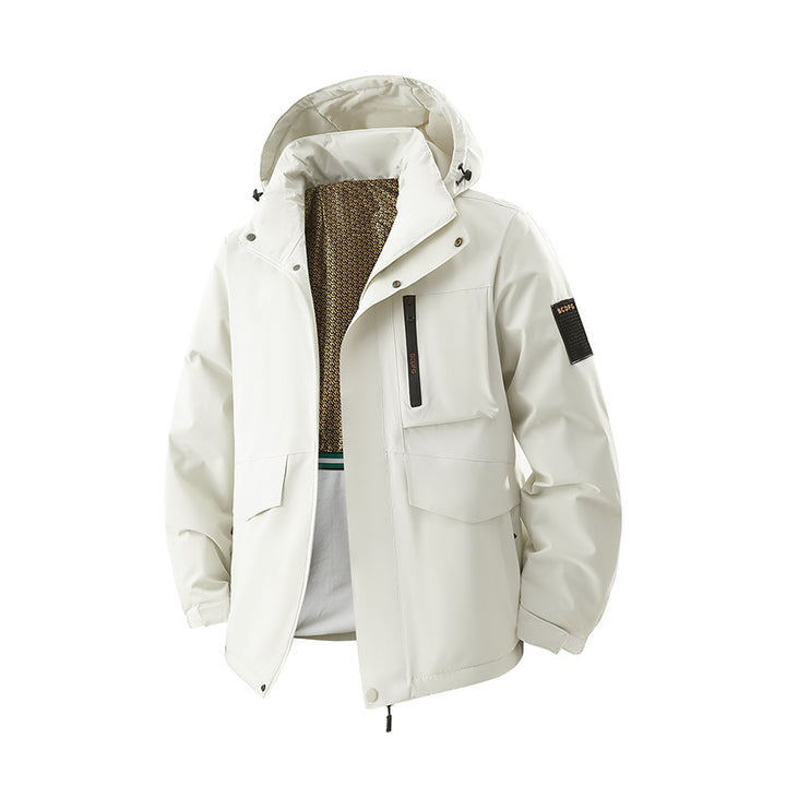 Men's Waterproof Outdoor Multifunction Jacket with Hood & Fleece Lining Mune Fashion
