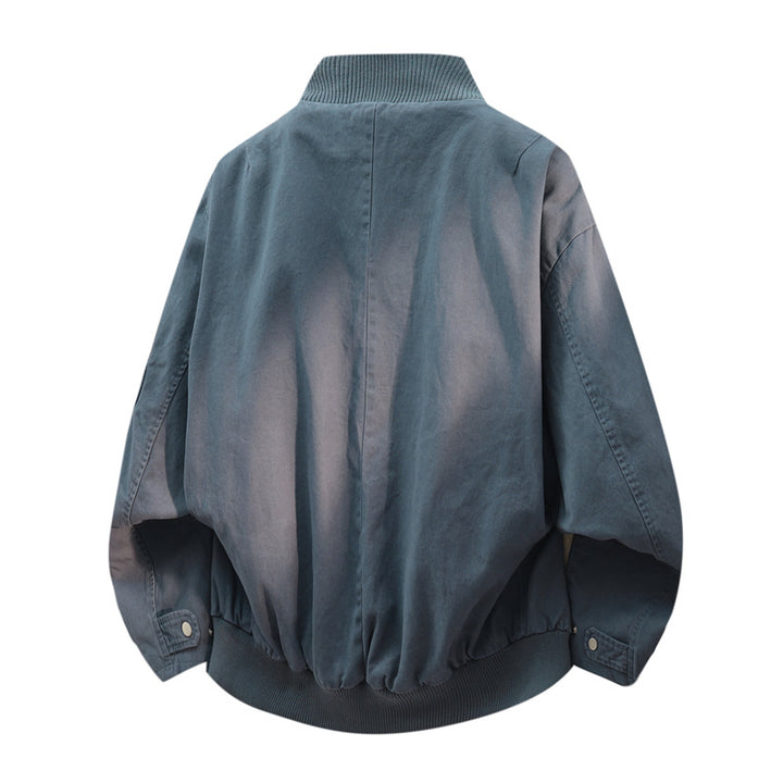 Men's Oversize Bomber Jacket in Utility Look with Stand-up Collar, Multiple Zippers & Arm Pocket Mune Fashion