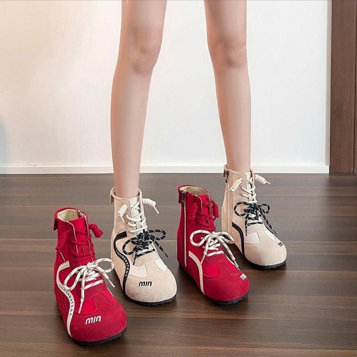 Women High-Top Sneakers with innovative lacing and zipper Mune Fashion