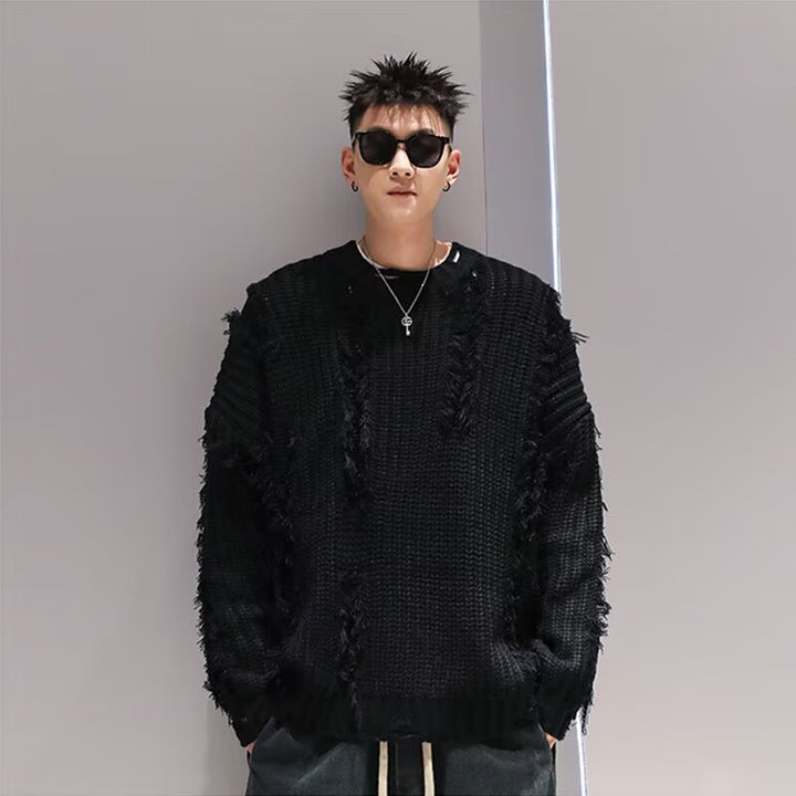Men's Casual Chunky Knit Sweater with Used Look Mune Fashion