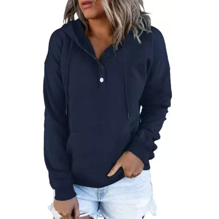 Women's Hoodie with Button Details and Soft Fleece Material Mune