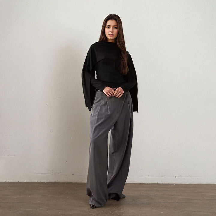 Women's asymmetrical cape long sleeve with high collar and flowing overlay Mune Fashion