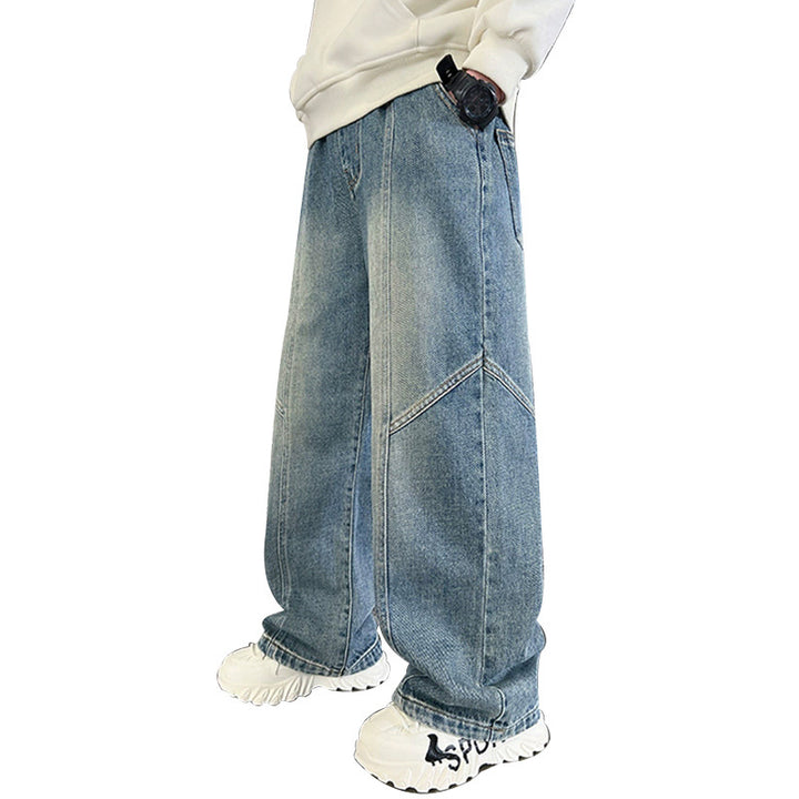 Boys wide denim pants with unique design Mune Fashion