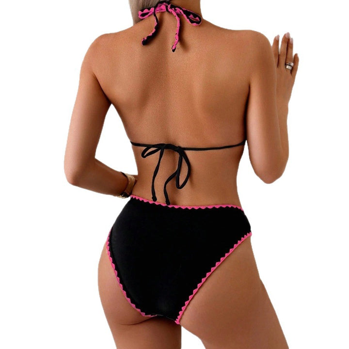 Women's Triangle Bikini with Floral Appliqués Mune Fashion