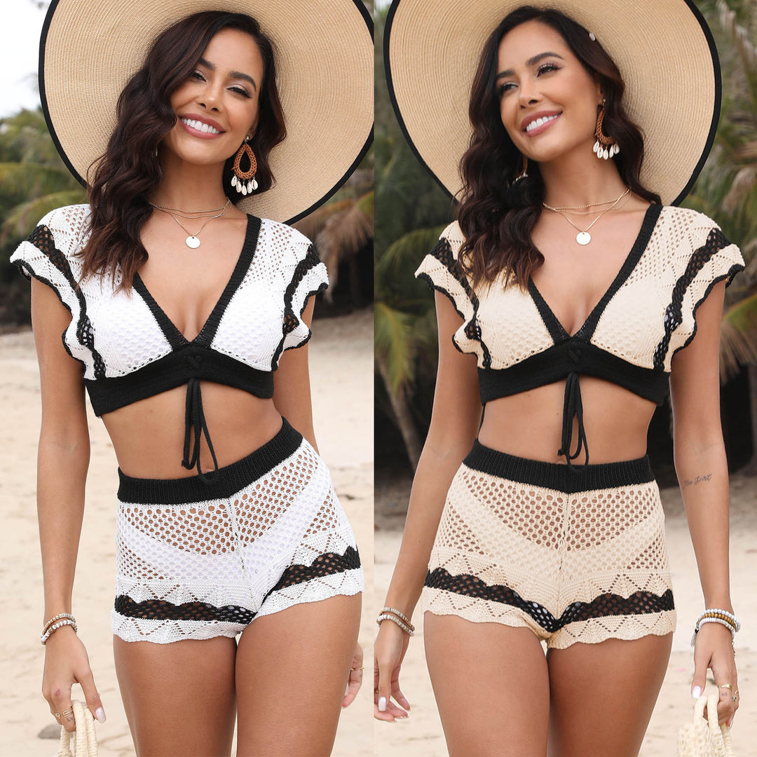 Women's airy beach set with enchanting crochet pattern Mune Fashion
