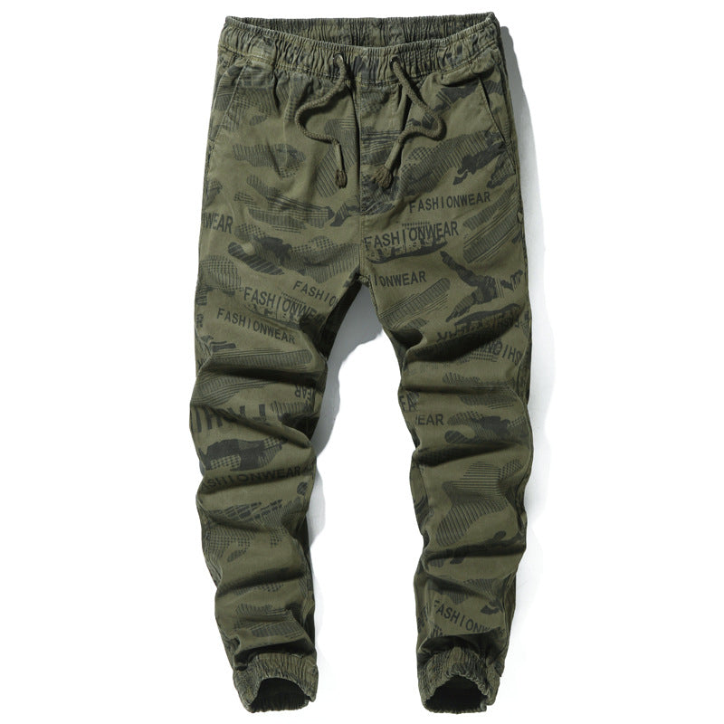Herren Camouflage-Joggerhose mit Tunnelzug, elastischen Bündchen und Statement-Prints Mune Fashion