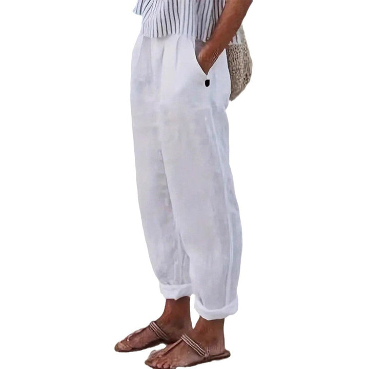 Women’s lightweight and airy linen pants with elastic waistband and side pockets Mune Fashion