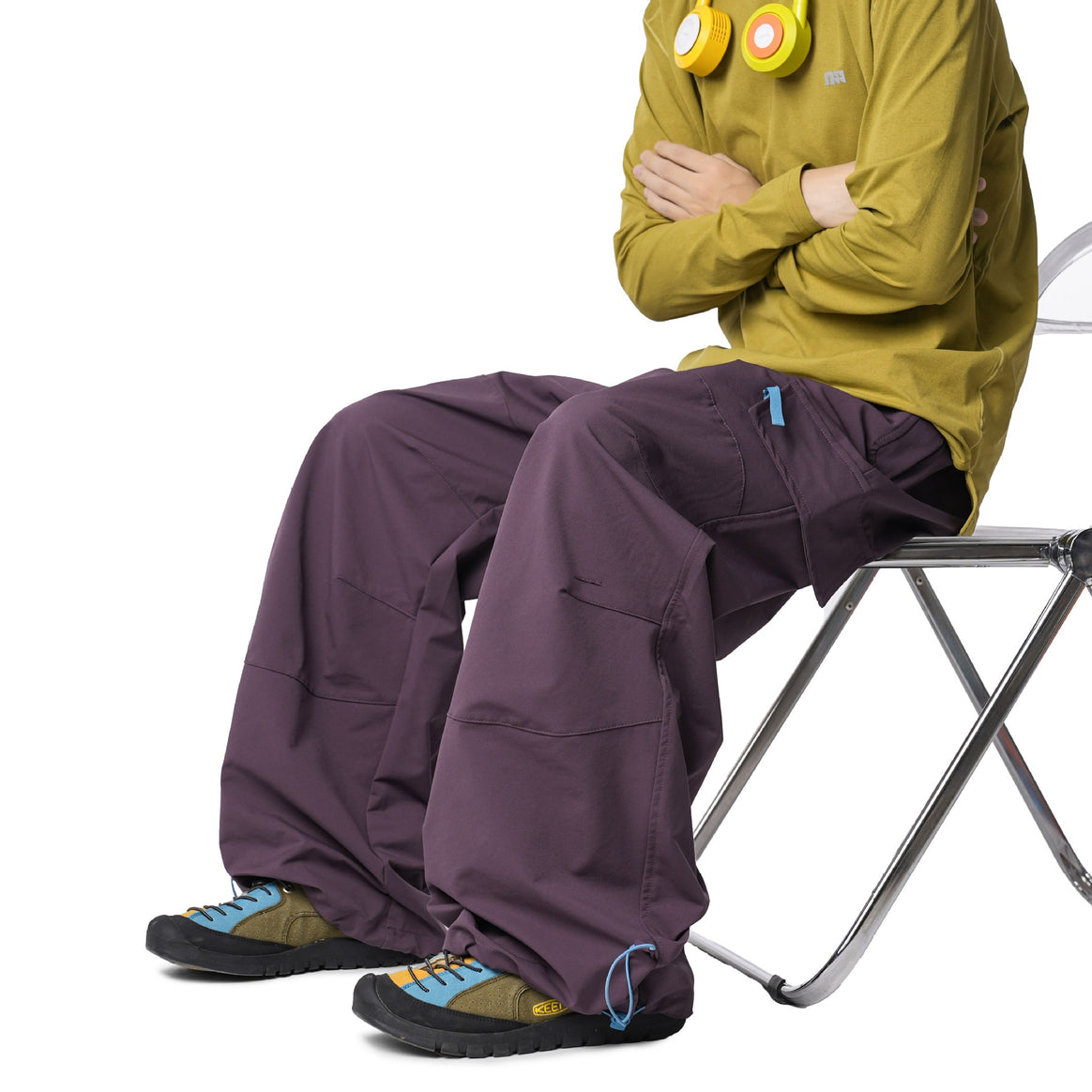 Men's Loose-Fit Functional Nylon Pants with Drawstring Waist, Utility Pockets & Baggy Silhouette Mune Fashion