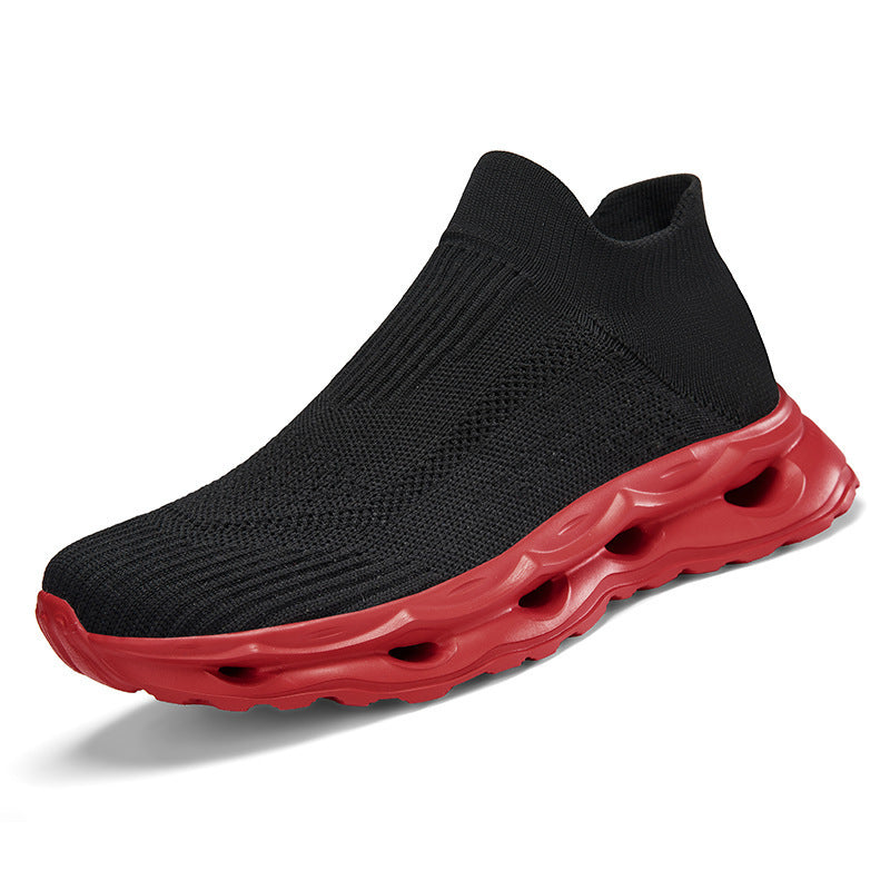 Unisex nan sock-like knitted slippers with perforated hollow chamber cushioning Mune Fashion