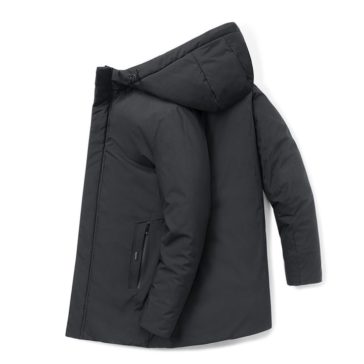 Men's modern urban long parka with concealed zip placket and ergonomic hood Mune Fashion