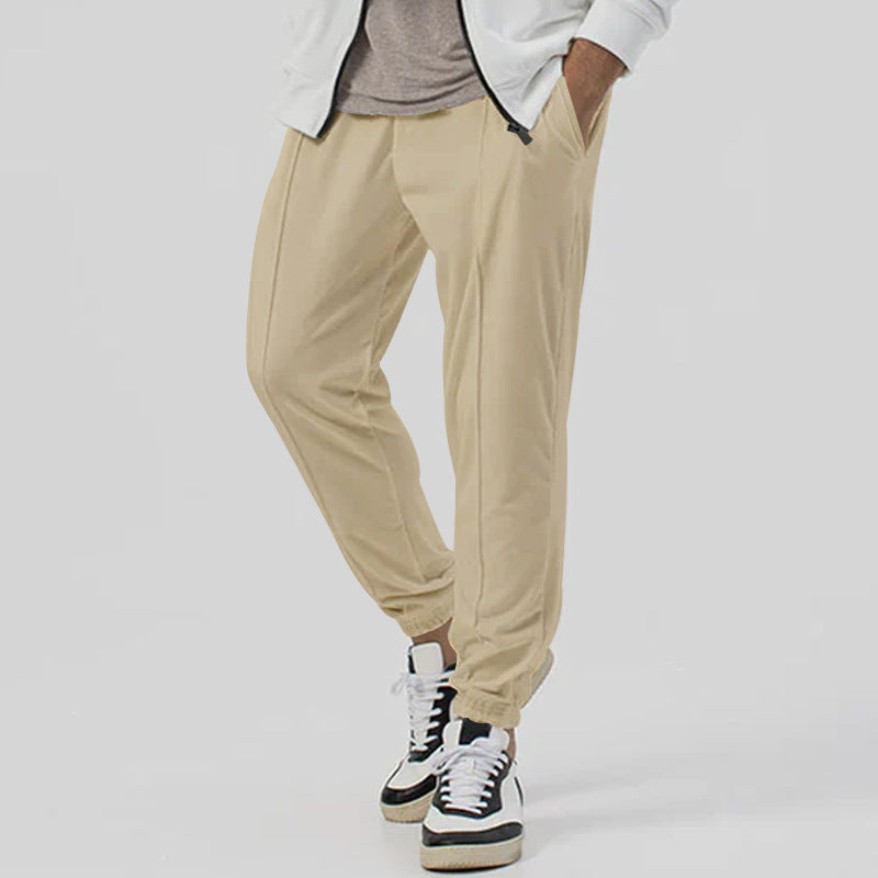 Men's tapered jogging pants in linen look with crease and cuff Mune Fashion