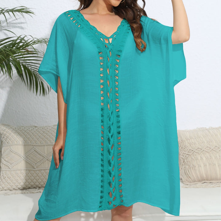 Women's airy kaftan with delicate crochet pattern Mune Fashion