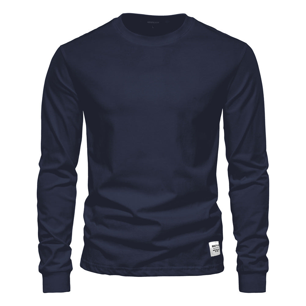 Men's classic long-sleeved cotton shirt with round neck and elastic cuffs Mune Fashion