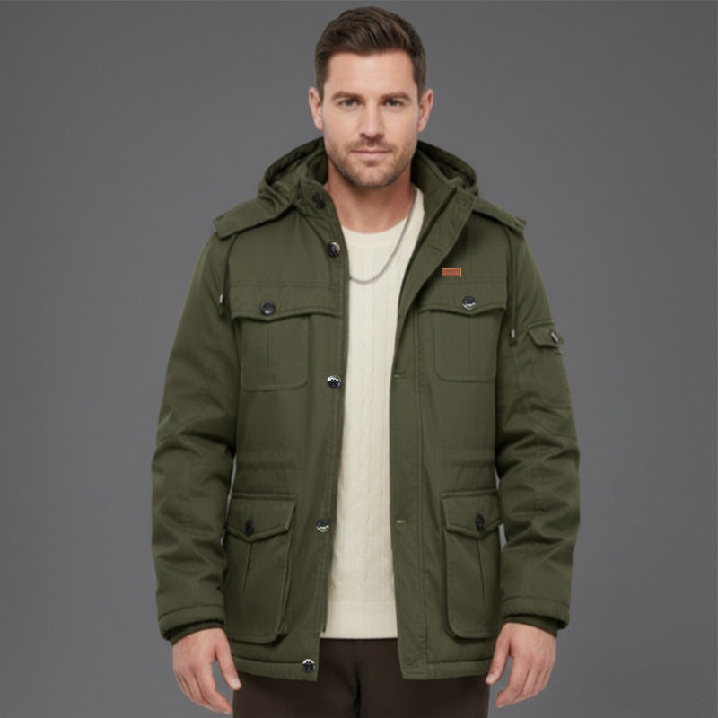 Men's Padded Winter Parka with Hood and Multifunctional Pockets Mune Fashion