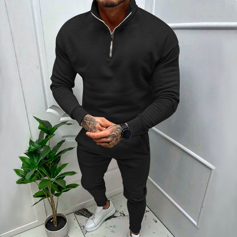 Men's nan athletic lounge set made of French Terry with half-zip stand-up collar and tapered jogging pants Mune Fashion