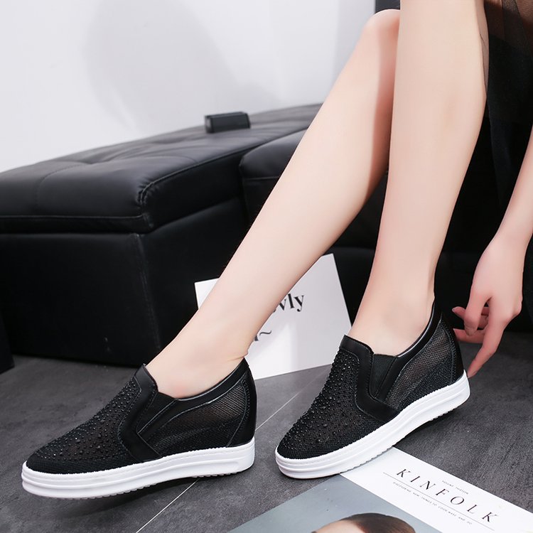 Damen Keil-Sneaker mit Glitzersteinen und atmungsaktivem Mesh Mune Fashion