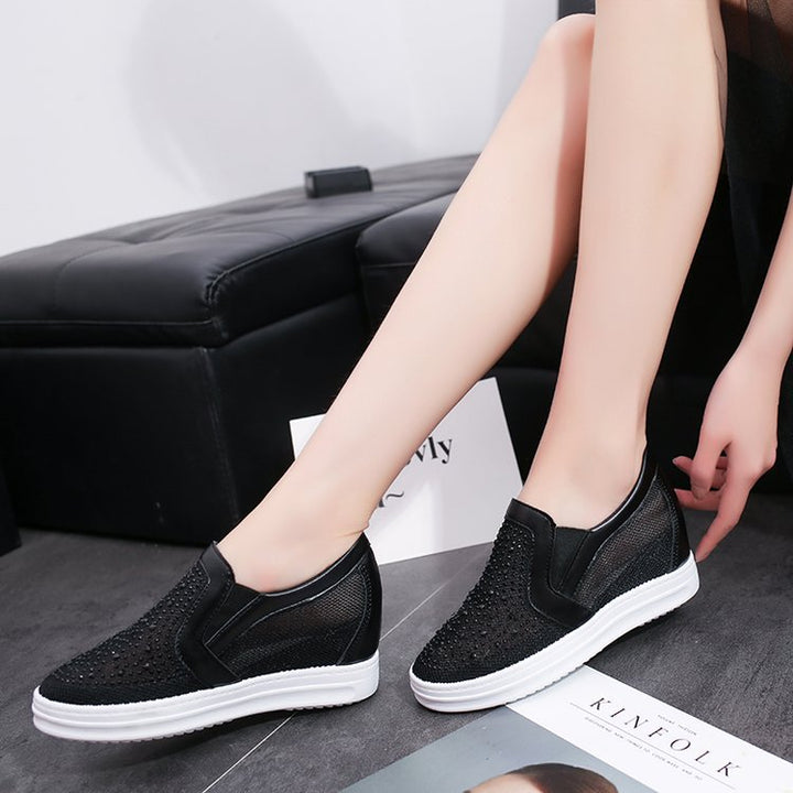 Damen Keil-Sneaker mit Glitzersteinen und atmungsaktivem Mesh Mune Fashion