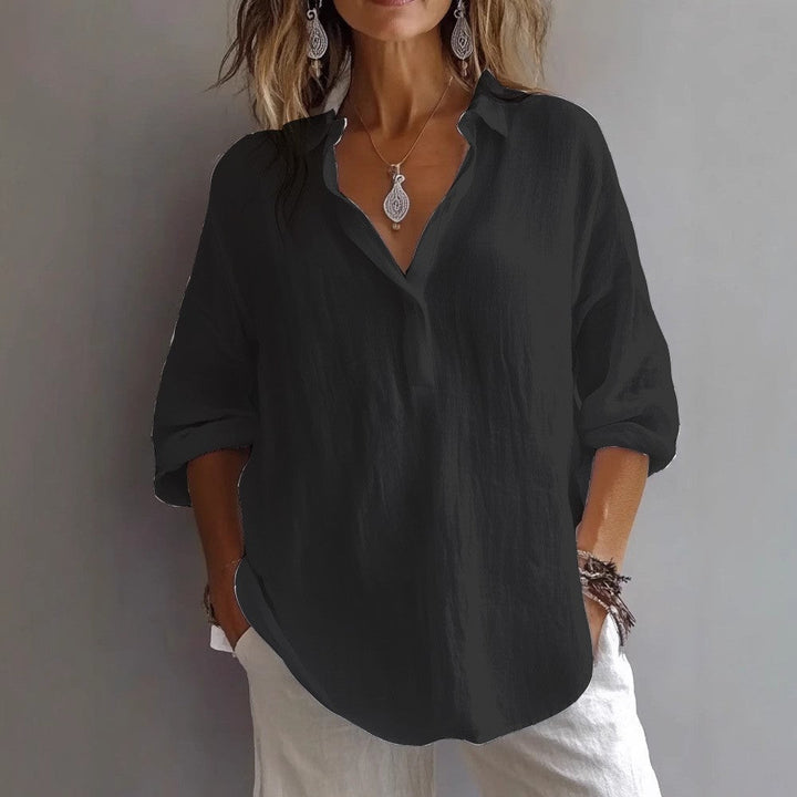 Women Lightweight Linen Blouse Mune Fashion