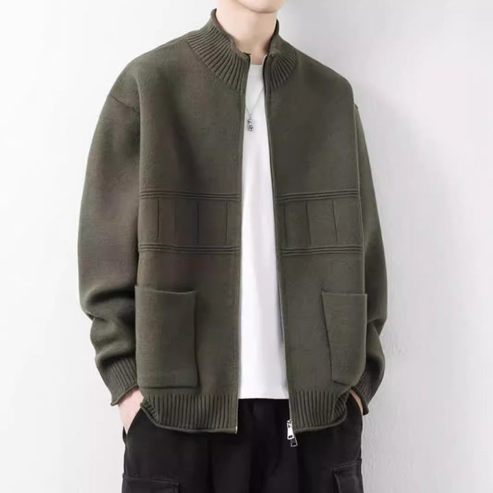 Men's Trendy Cardigan with High Collar and Zipper Mune Fashion