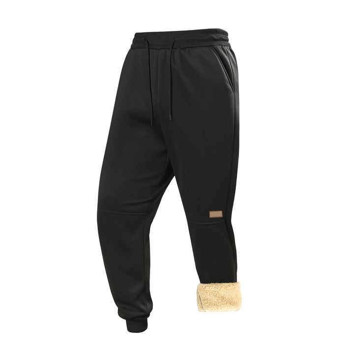 Men's Lined Teddy Fleece Jogging Pants with Elastic Drawstring Waist & Tapered Leg Mune Fashion