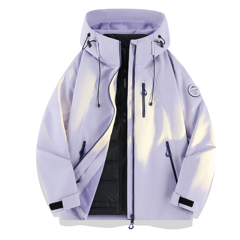 Women Lightweight Waterproof Hooded Jacket with Teddy Charm and Concealed Zipper Pockets Mune Fashion