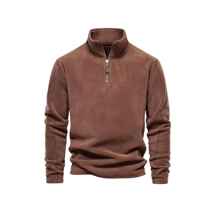 Men's fleece pullover with half zip and stand-up collar Mune Fashion