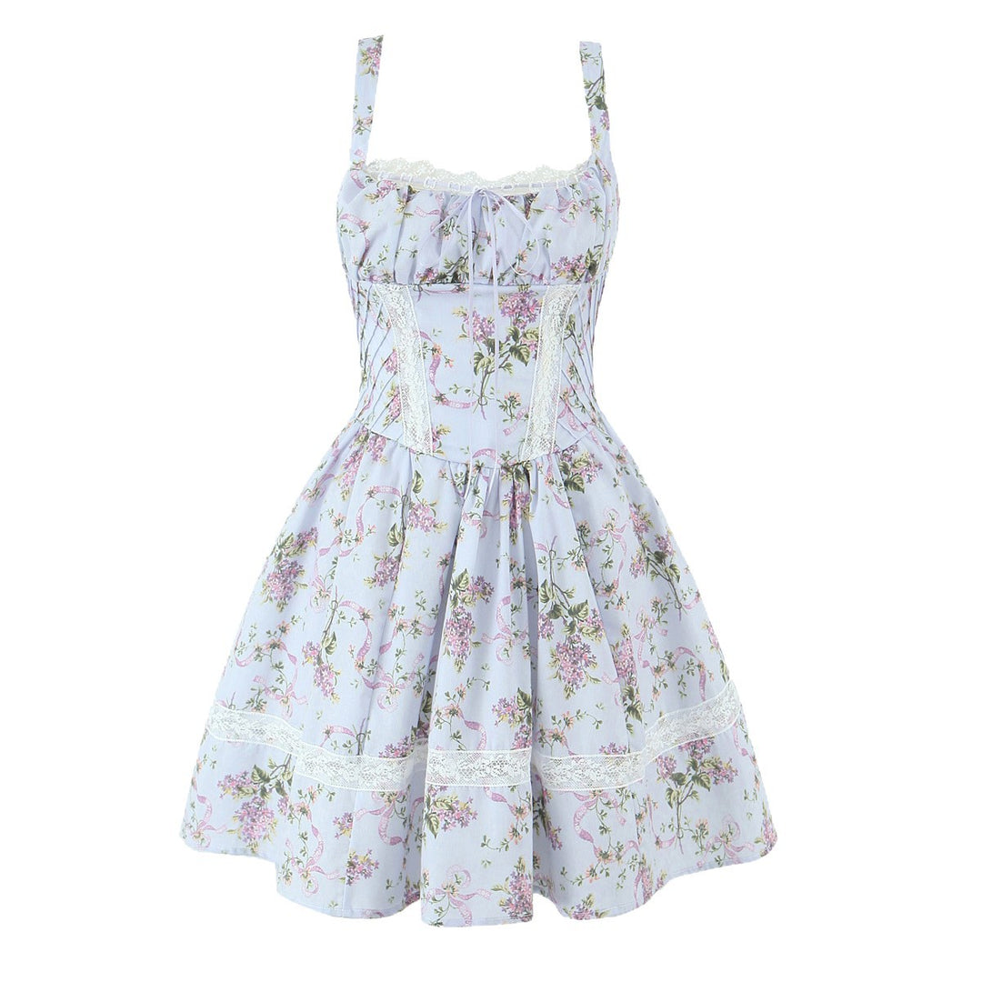 Ladies' nan corset mini dress with lace insert, gathered neckline, and tailored bodice construction Mune Fashion