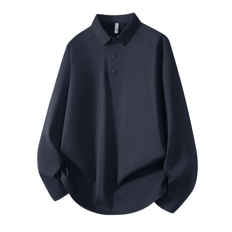 Men's Long Sleeve Polo Shirt made of technical stretch with shirt collar & half-button placket Mune Fashion