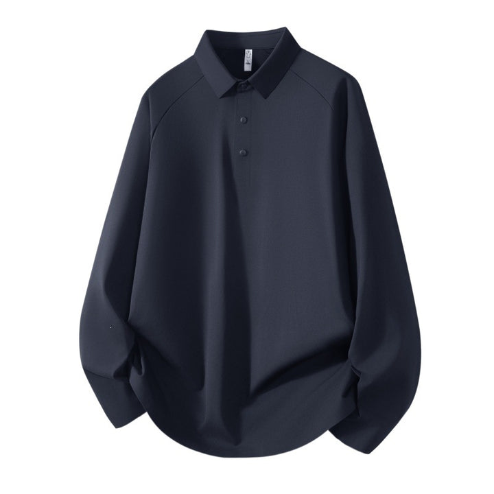 Men's Long Sleeve Polo Shirt made of technical stretch with shirt collar & half-button placket Mune Fashion