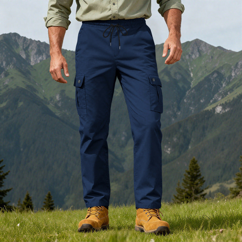 Men's Utility Cargo Pants with Elastic Waistband, Adjustable Drawstring and Multiple Pockets Mune Fashion