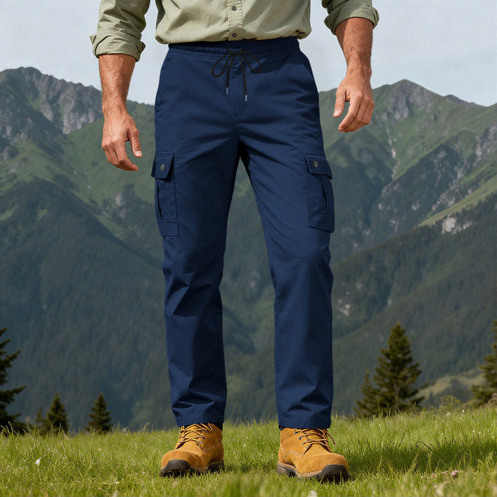 Men's Utility Cargo Pants with Elastic Waistband, Adjustable Drawstring and Multiple Pockets Mune Fashion
