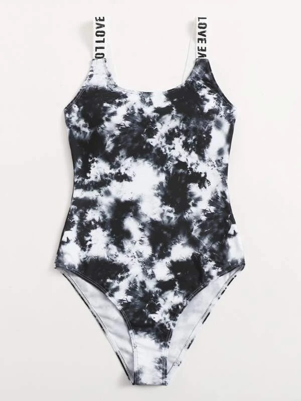 Ladies One-Piece Swimsuit with Fashionable Tie-Dye Pattern Mune Fashion