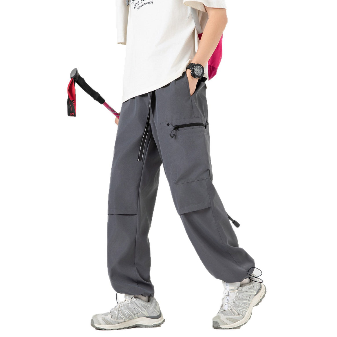 Damen Weite Utility-Cargohose mit verstellbarem Beinabschluss und Multifachtaschen Mune Fashion