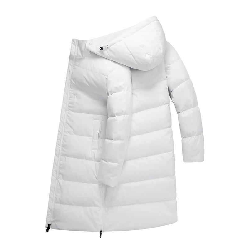 Women's longer minimalist quilted coat with contoured hood and ultra-light thermal filling Mune Fashion