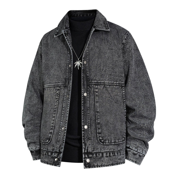 Men's Oversized Denim Jacket with Stonewash Effect and Patch Pockets Mune Fashion