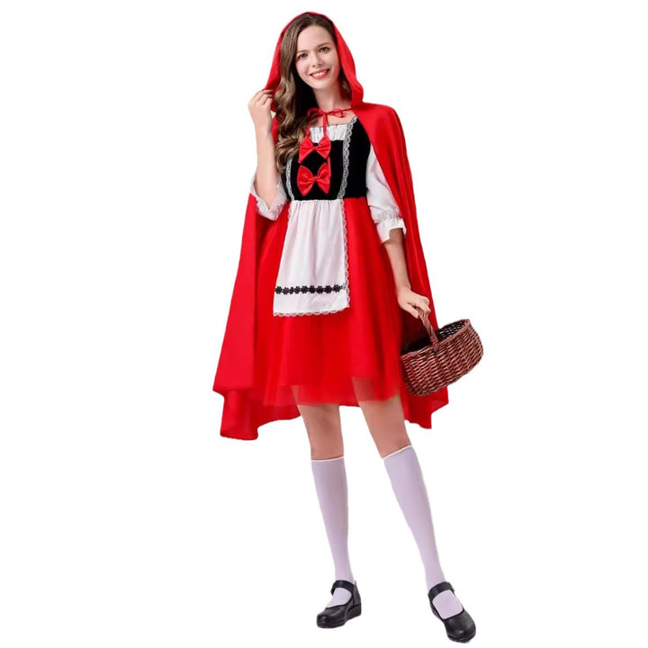Women's classic fairy tale costume with hood, tulle skirt, and apron Mune Fashion