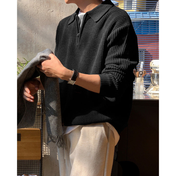Men's Stylish Knit Sweater with Stand-Up Collar and Zipper Mune Fashion